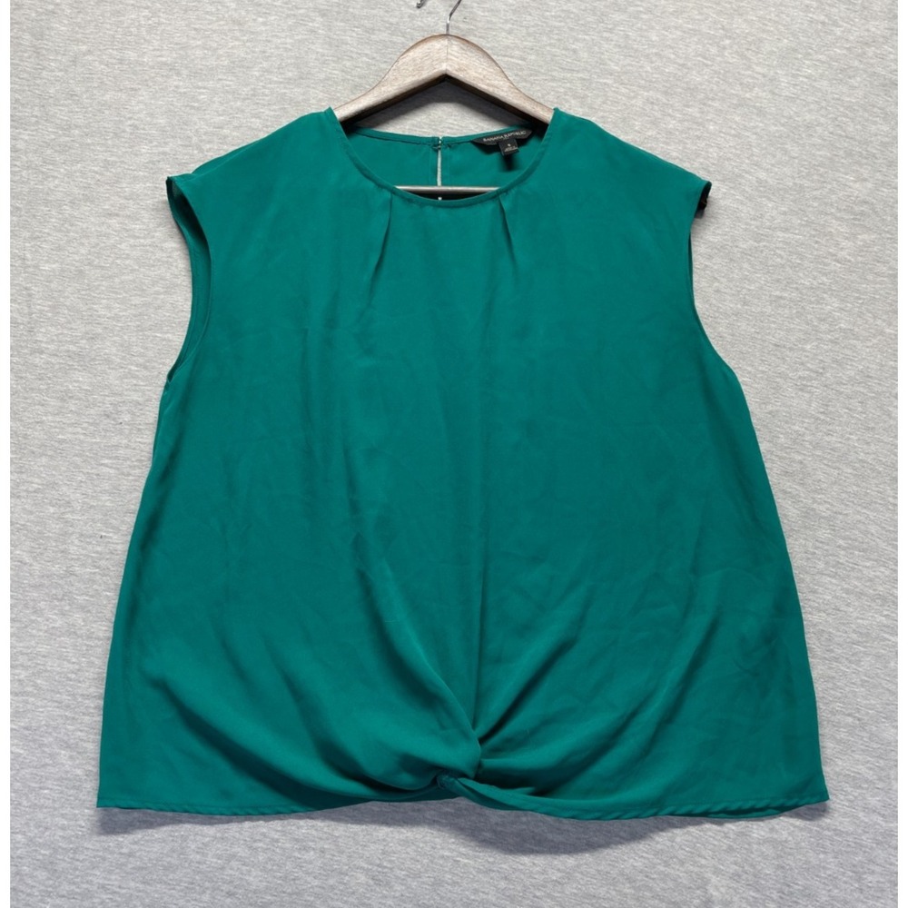 Banana Republic Blouse Top Womens Small Emerald Green Twist Front Keyhole Back